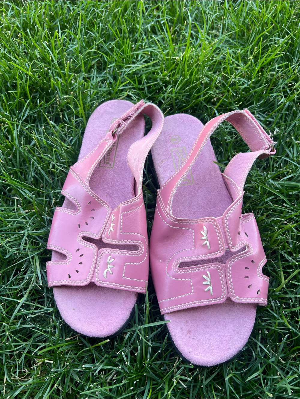 Mushrooms Strappy Slingback Faux Leather Comfort Sandals Pink Womens - Picture 5 of 7